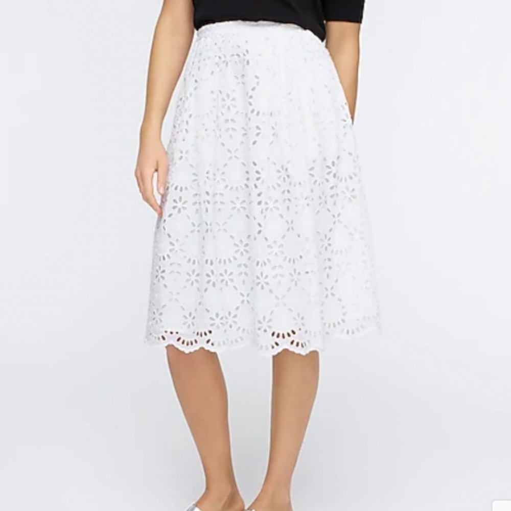 J Crew White Eyelet Skirt Size 2